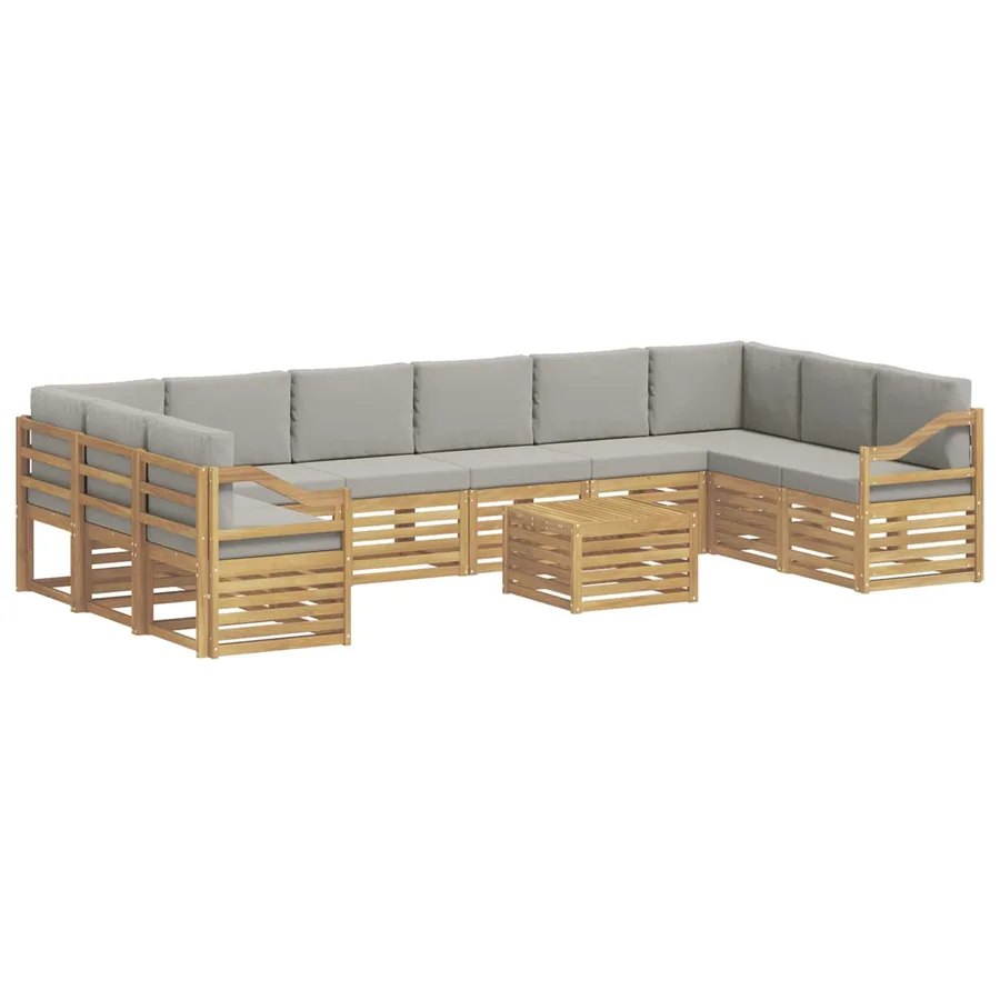Ensemble de canapés d'extérieur 11 pcs Blanc et gris clair - 2