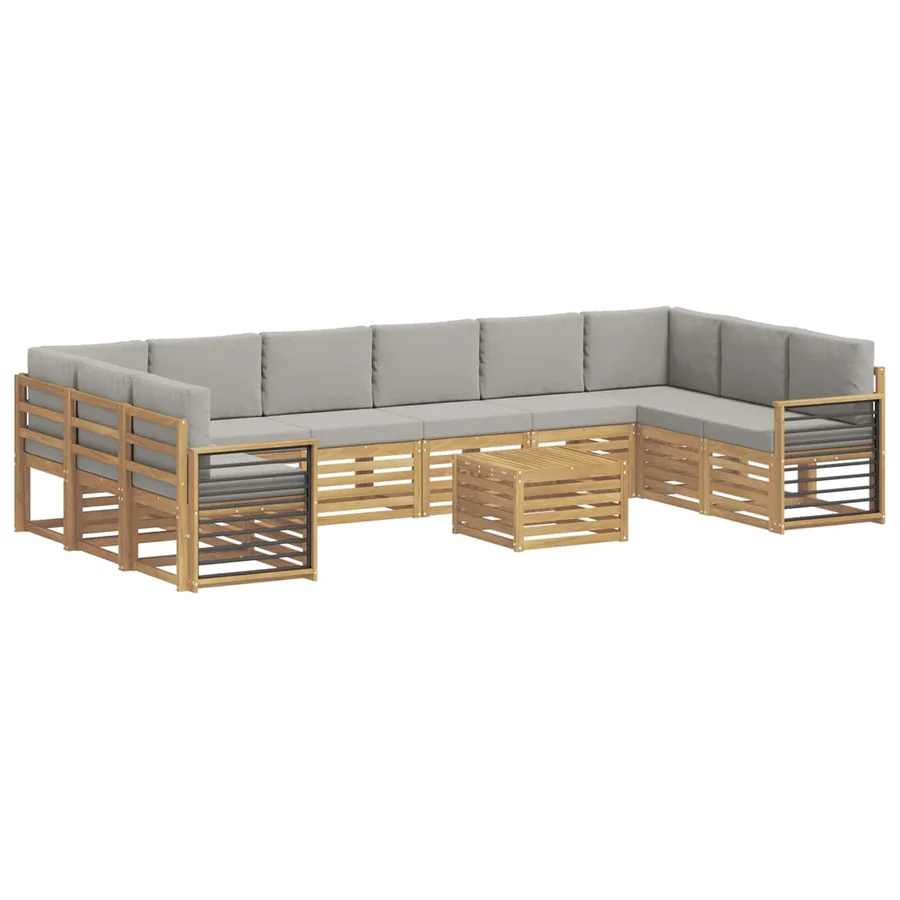 Ensemble de canapés d'extérieur 11 pcs Blanc et gris clair - 2