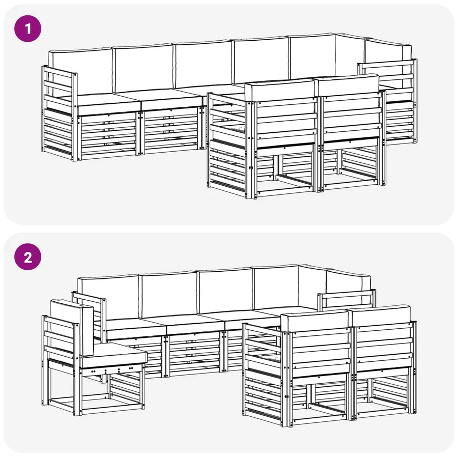 Ensemble de canapés d'extérieur 8 pcs Blanc et gris clair - 6