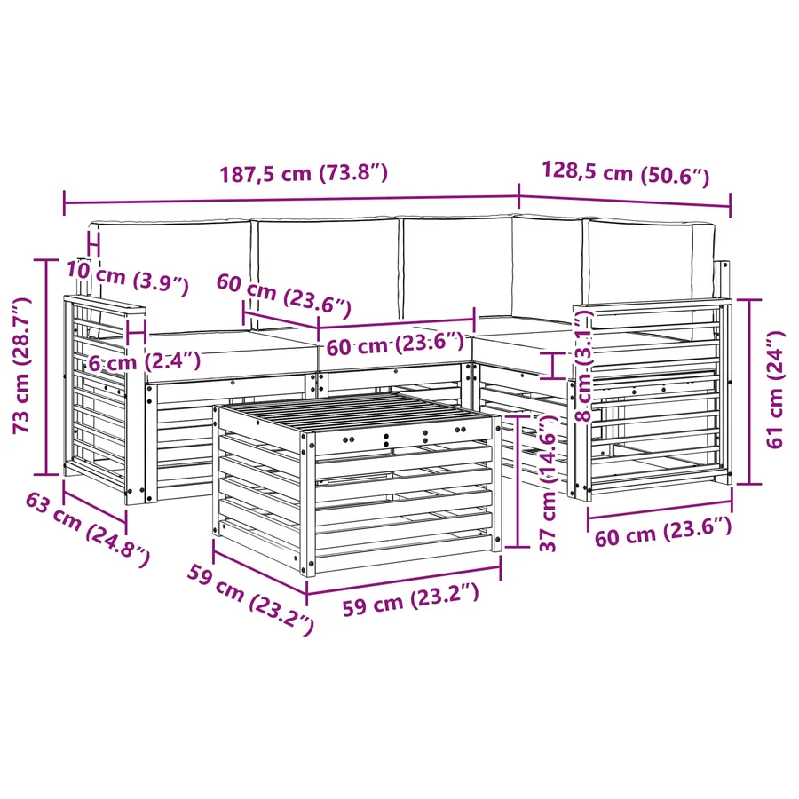 Ensemble de canapés d'extérieur 5 pcs Blanc et Beige - 7