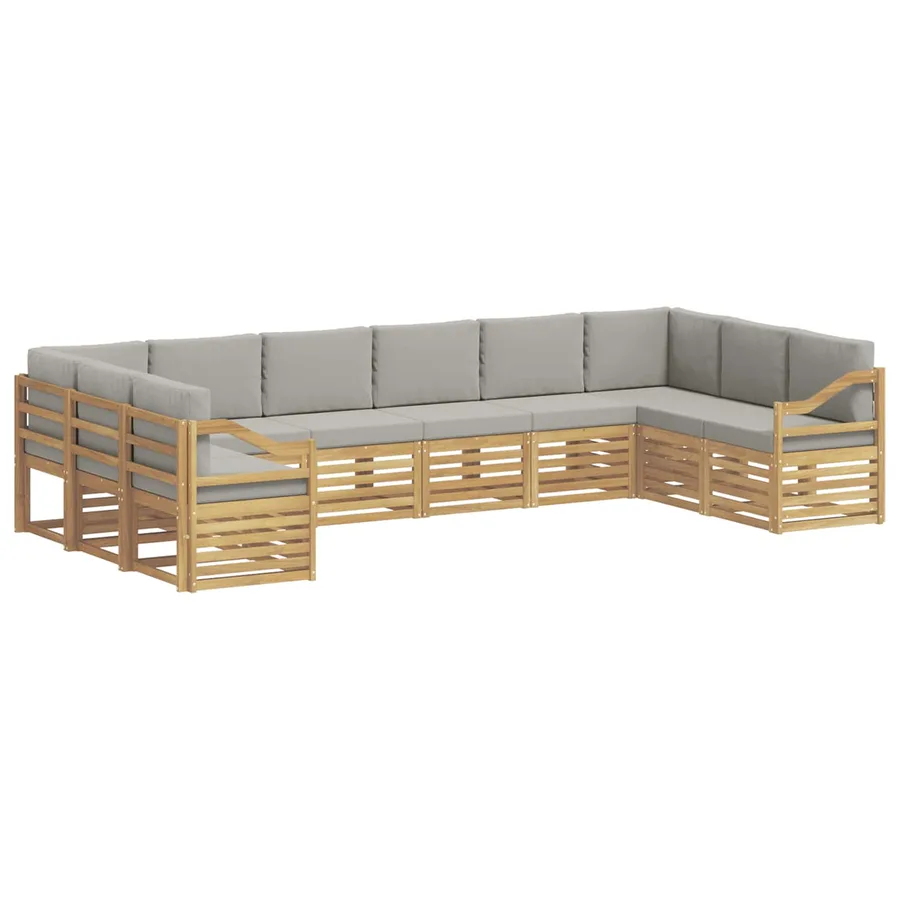 Ensemble de canapé d'angle 10 pcs Blanc et gris clair - 2