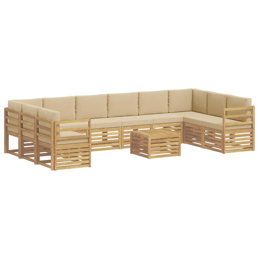 Ensemble de canapés d'extérieur 11 pcs Blanc et Beige - 2