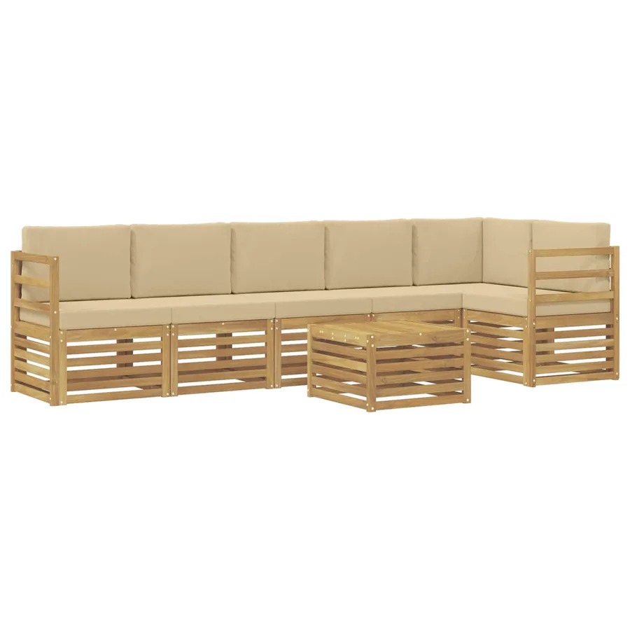 Ensemble de canapés d'extérieur 7 pcs Blanc et Beige - 2
