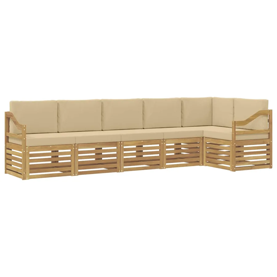 Ensemble de canapés d'extérieur 6 pcs Blanc et Beige - 2