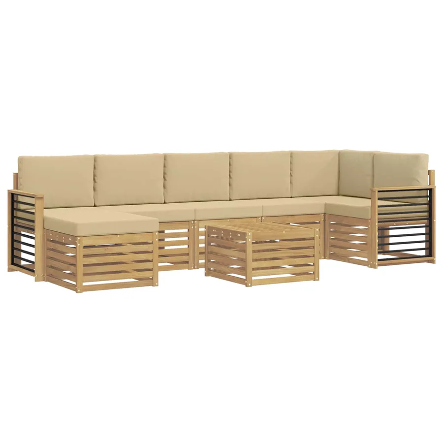 Ensemble de canapés d'extérieur 8 pcs Blanc et Beige - 2