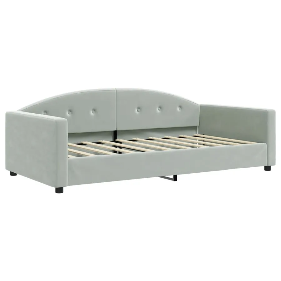 Lit de jour gris clair 100x190 cm velours - 2