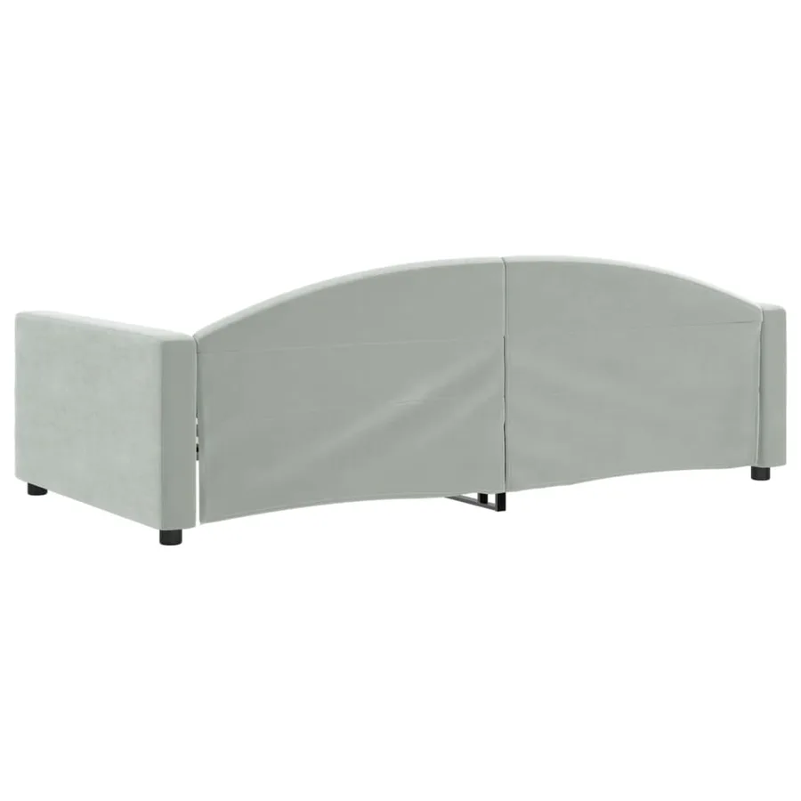 Lit de jour gris clair 100x190 cm velours - 5