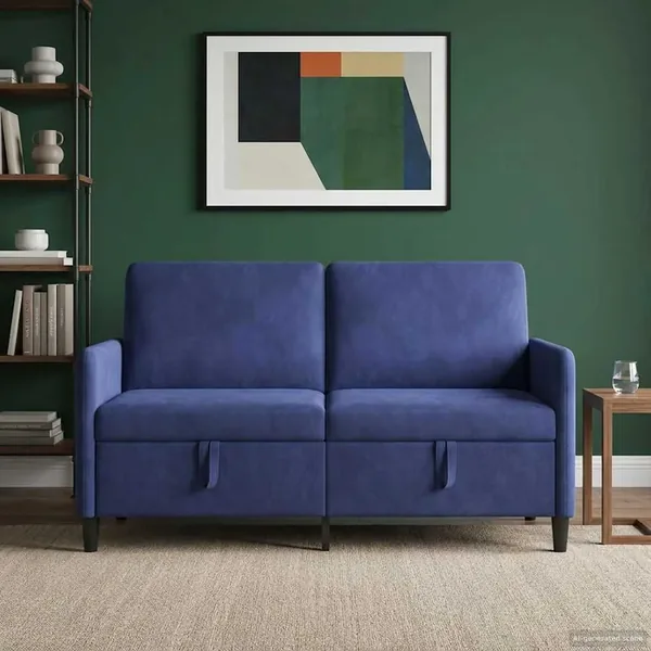 Sofa avec rangement Bleu police 152 x 78 x 87 cm Polyester