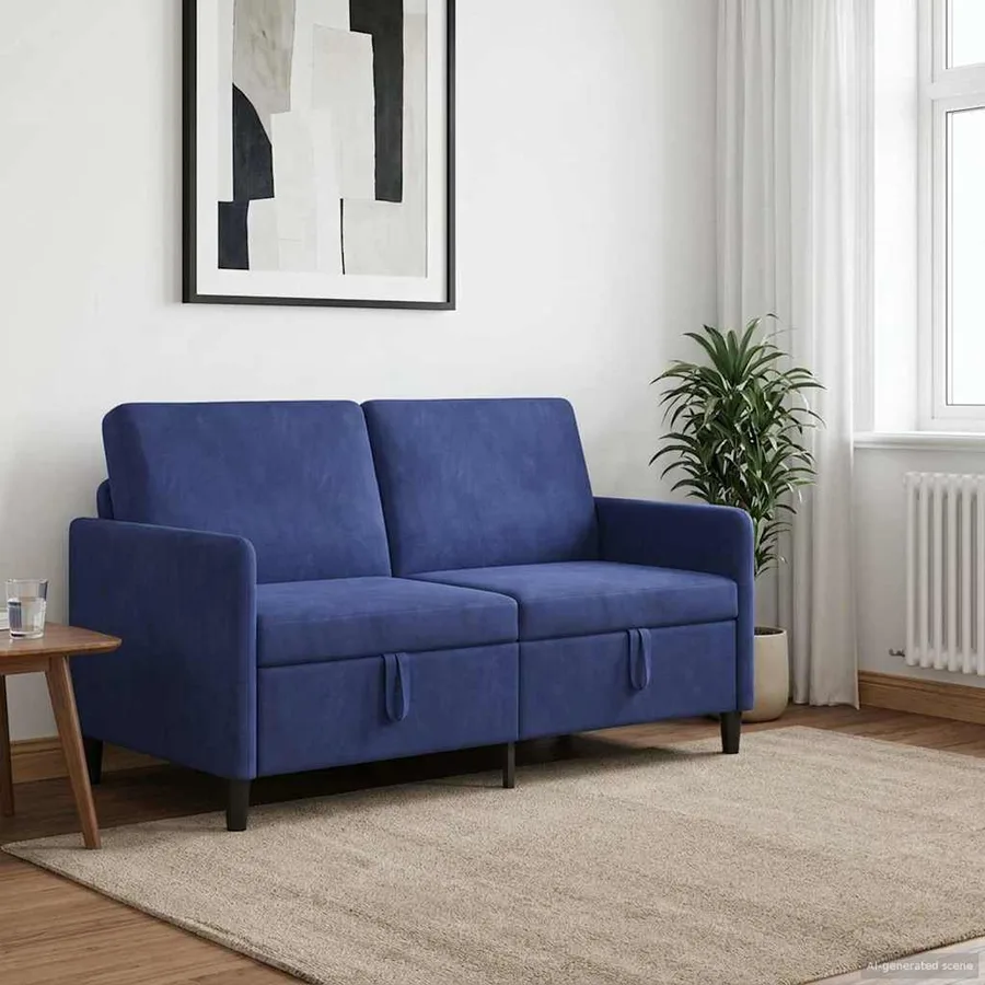 Sofa avec rangement Bleu police 152 x 78 x 87 cm Polyester - 3