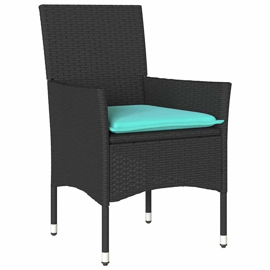 Ensemble table et chaises avec coussin 3 pcs Noir Rotin PE - 6