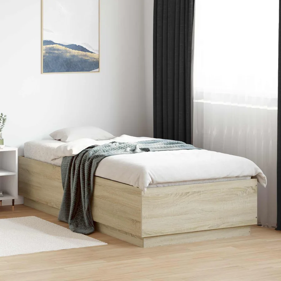 Cadre de lit avec LED avec bandes LED Chêne Sonoma 80 x 200 cm