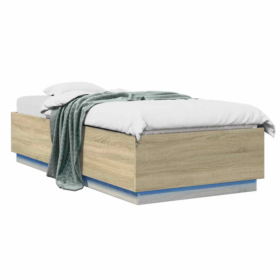 Cadre de lit avec LED avec bandes LED Chêne Sonoma 80 x 200 cm - 2