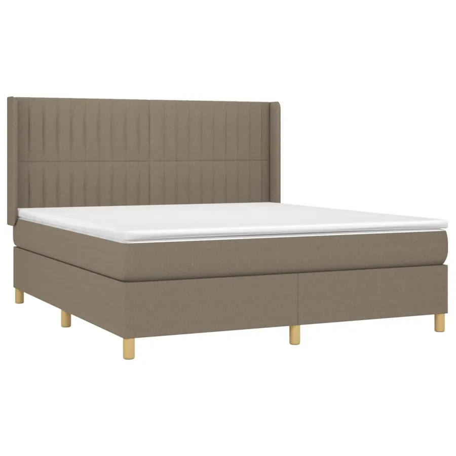 Sommier à lattes de lit matelas et LED Taupe 180x200 cm Tissu - 4
