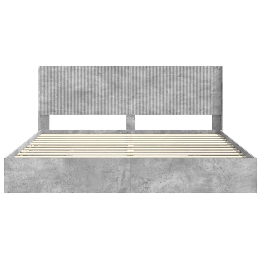 Cadre de lit avec rangement et tête de lit Gris béton - 5