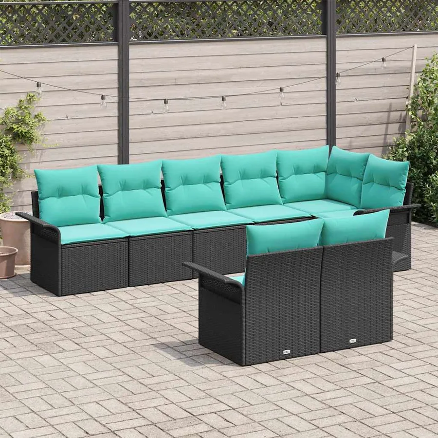 Ensemble de canapé de jardin avec coussin 8 pcs Noir polyrotin - 3