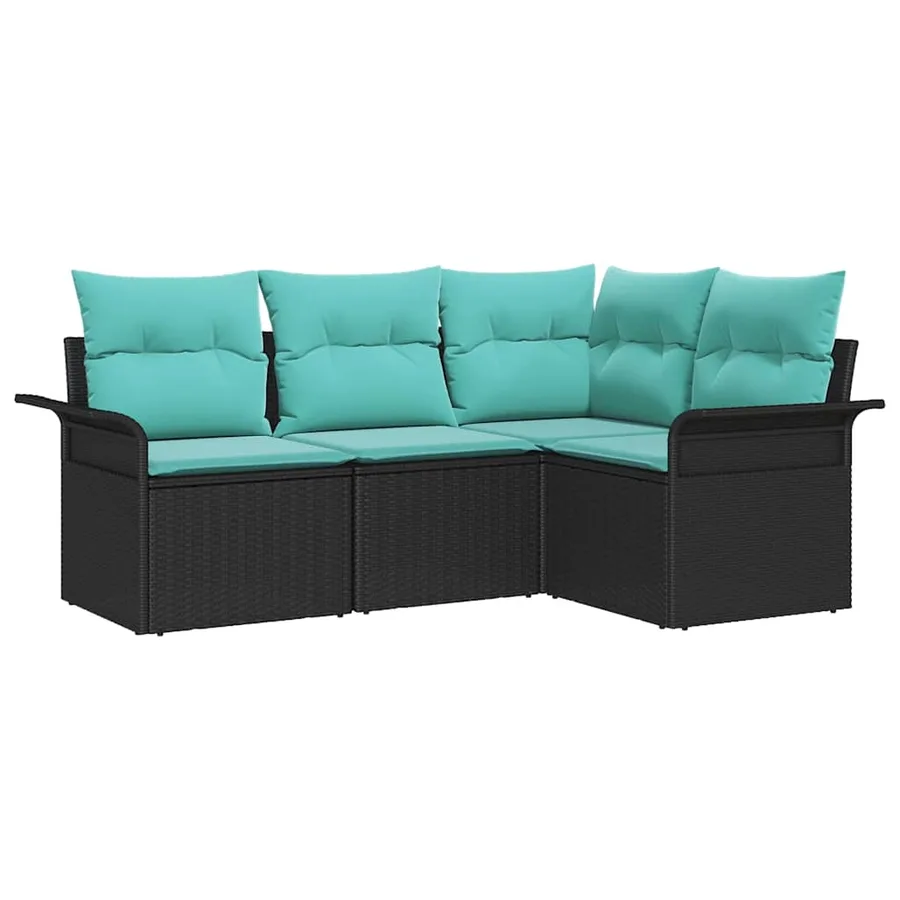 Ensemble de canapé de jardin avec coussin Noir polyrotin - 2