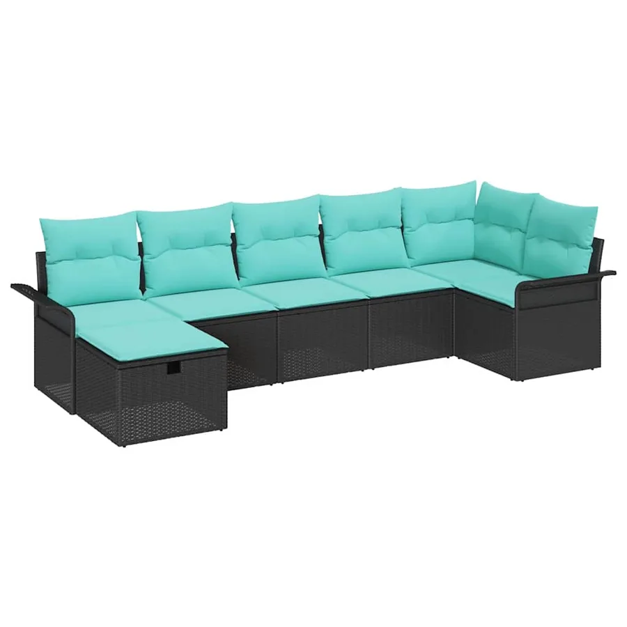 Ensemble de canapé de jardin avec coussin 7 pcs Poly rotin - 2