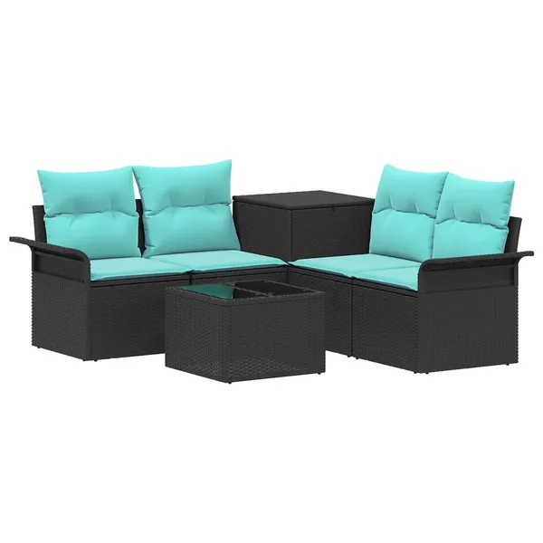 Ensemble de Canapés 6 pcs 4-Nombre de places Noir et Bleu