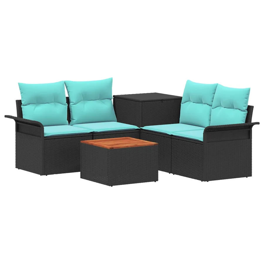Ensemble de Canapés 6 pcs 4-Nombre de places Noir et Bleu