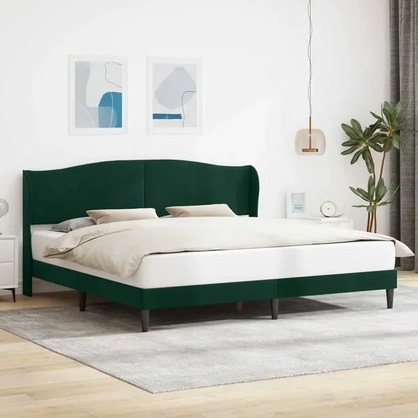 Cadre de lit avec tête de lit Vert foncé 200 x 200 cm Velours