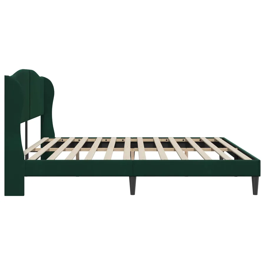 Cadre de lit avec tête de lit Vert foncé 200 x 200 cm Velours - 5