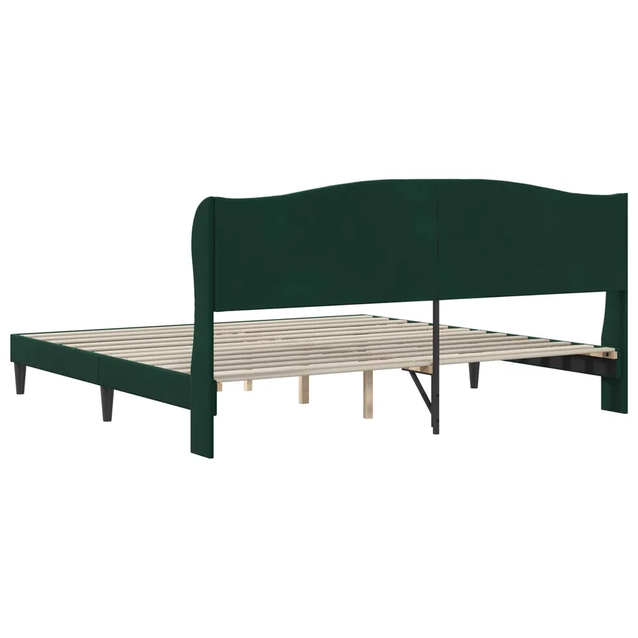 Cadre de lit avec tête de lit Vert foncé 200 x 200 cm Velours - 6