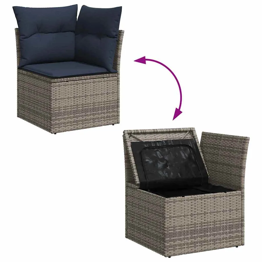 Ensemble de canapé de jardin 11 pcs Gris polyrotin - 11