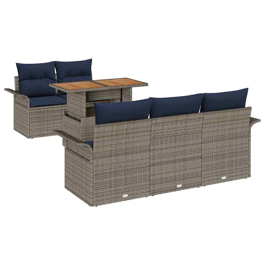Ensemble de canapé de jardin 6 pcs Gris Poly rotin - 2