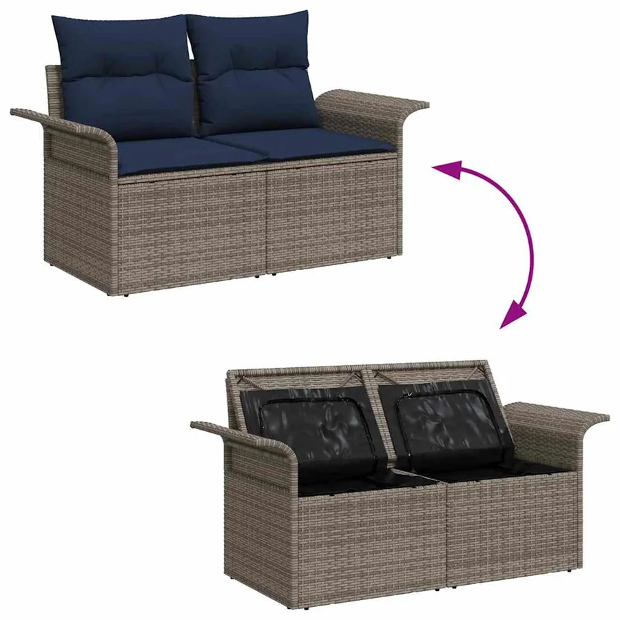 Ensemble de canapé de jardin 6 pcs Gris Poly rotin - 8