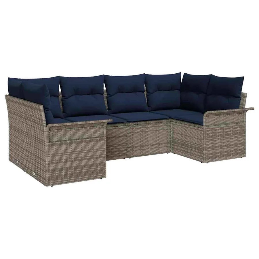 Ensemble de canapé de jardin 6 pcs Gris Poly rotin - 2