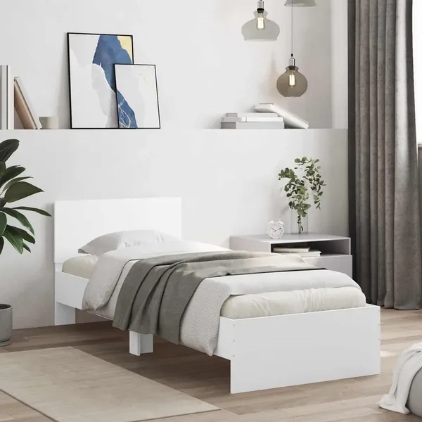 Cadre de lit avec LED Blanc 80 x 200 cm Bois d'ingénierie