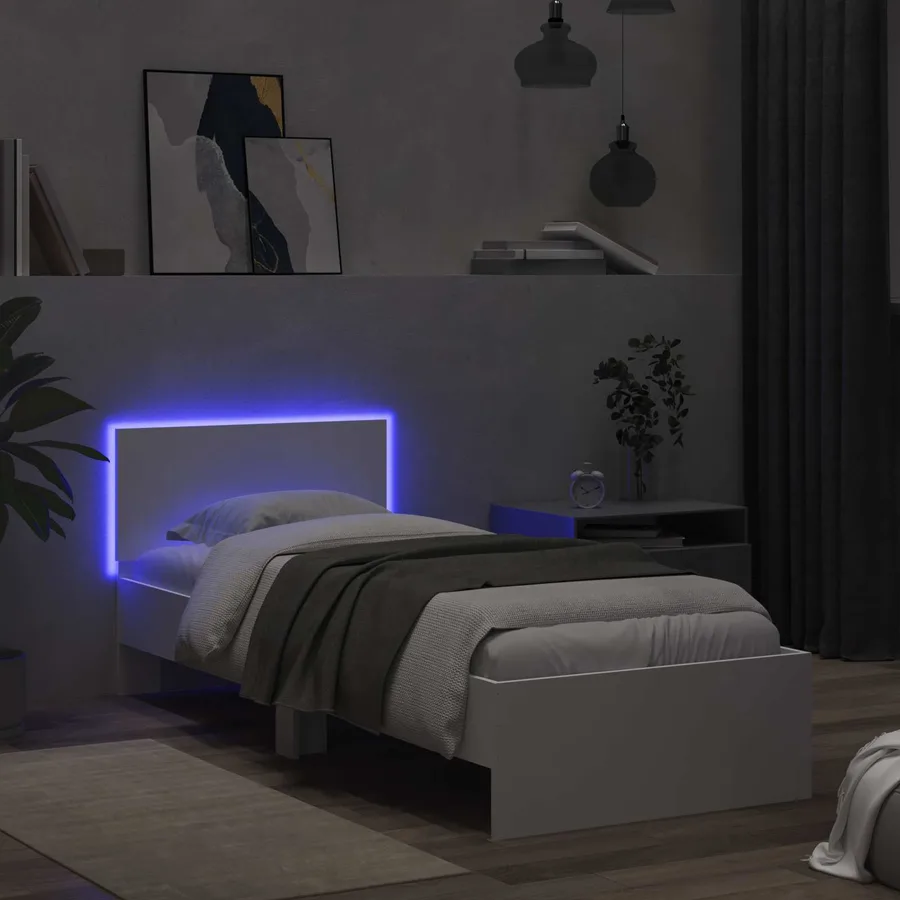 Cadre de lit avec LED Blanc 80 x 200 cm Bois d'ingénierie - 3