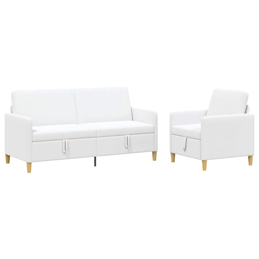 Canapé avec rangement 2 pcs Blanc Polyester - 2
