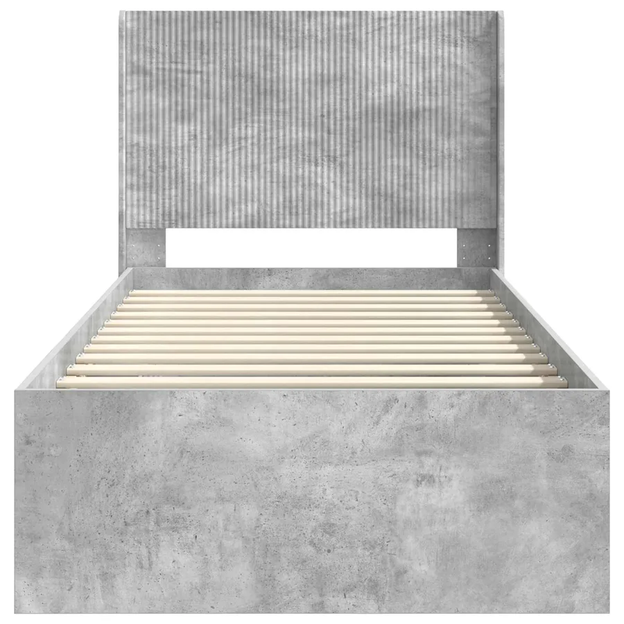 Cadre de lit avec rangement et tête de lit Gris béton - 5