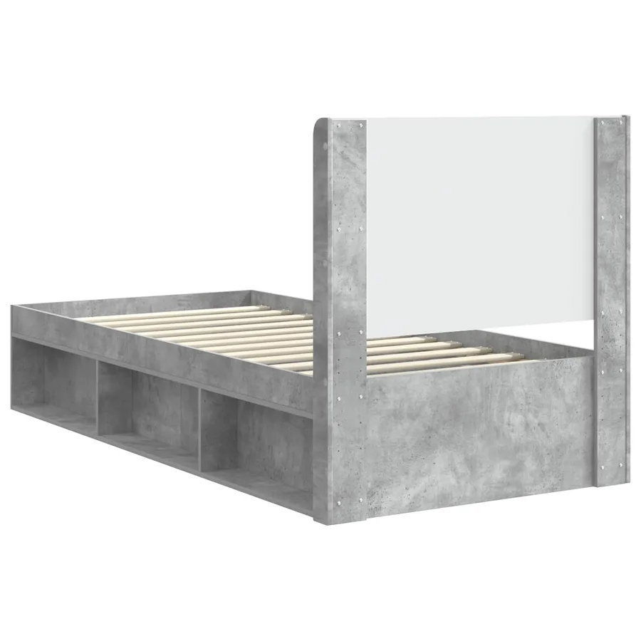 Cadre de lit avec rangement et tête de lit Gris béton - 7
