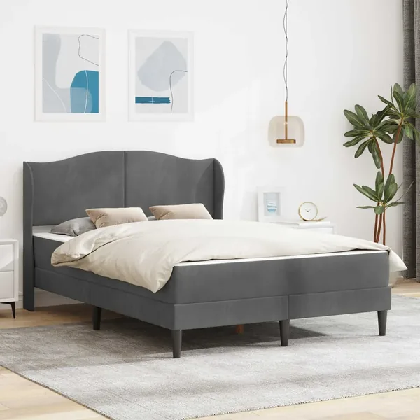 Cadre de lit avec tête de lit Gris foncé 120 x 190 cm Velours
