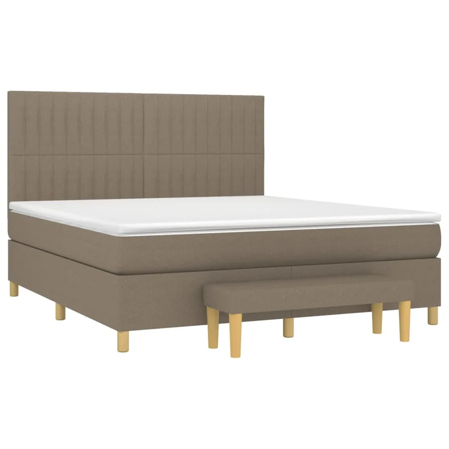 Sommier à lattes de lit avec matelas Taupe 180x200 cm Tissu - 3