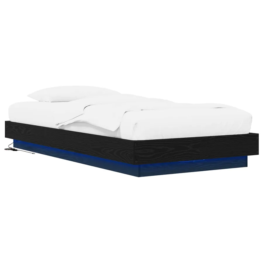 Cadre de lit avec LED Chêne noir 80 x 200 cm Bois d'ingénierie