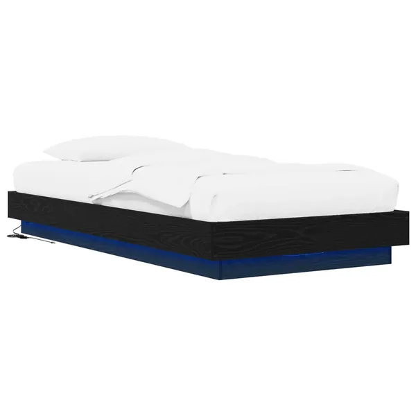 Cadre de lit avec LED Chêne noir 80 x 200 cm Bois d'ingénierie