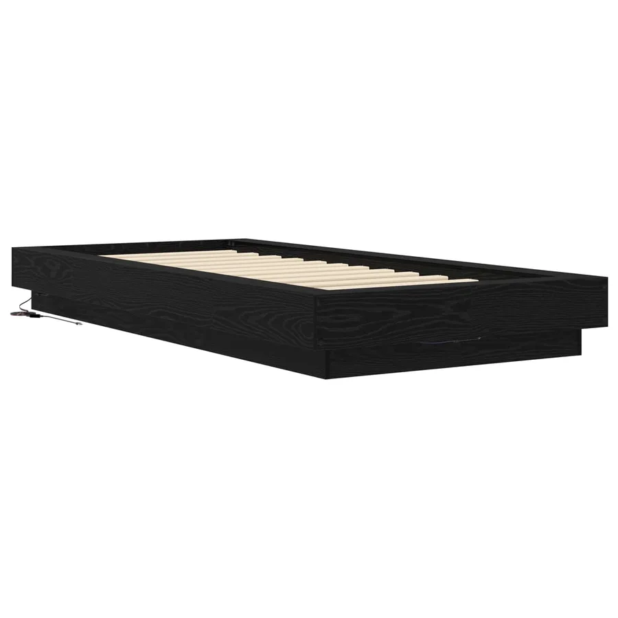 Cadre de lit avec LED Chêne noir 80 x 200 cm Bois d'ingénierie - 2