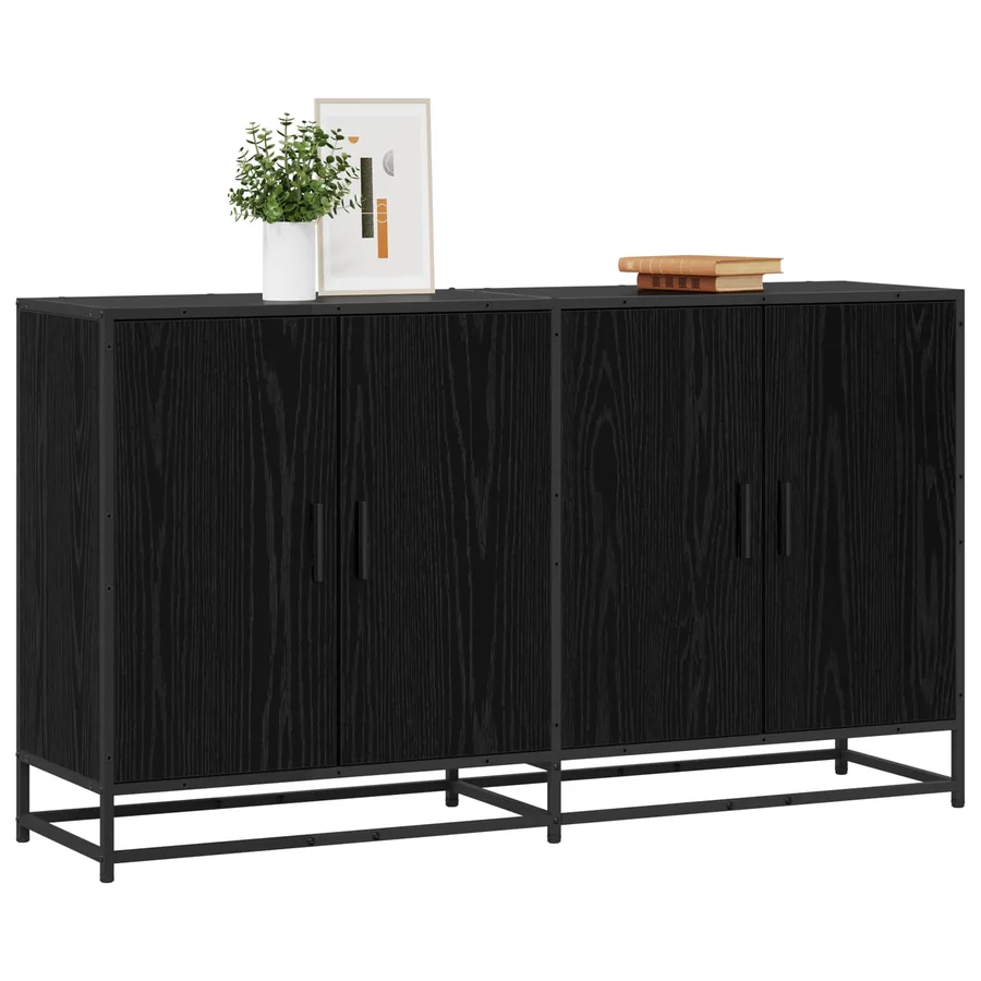 Buffet Chêne noir 134 x 35 x 76 cm Bois d'ingénierie - 2