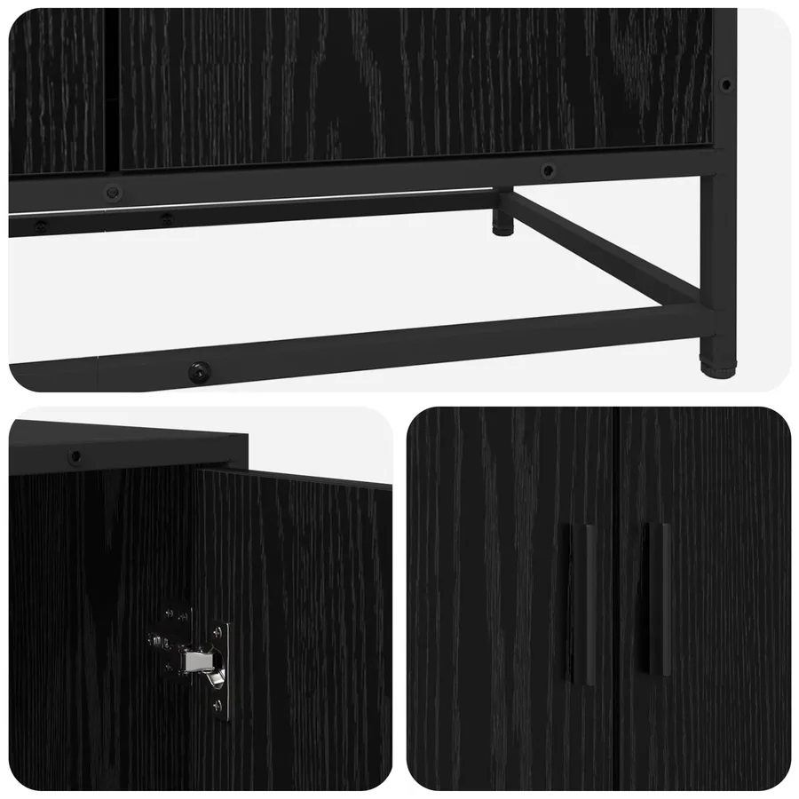 Buffet Chêne noir 134 x 35 x 76 cm Bois d'ingénierie - 7