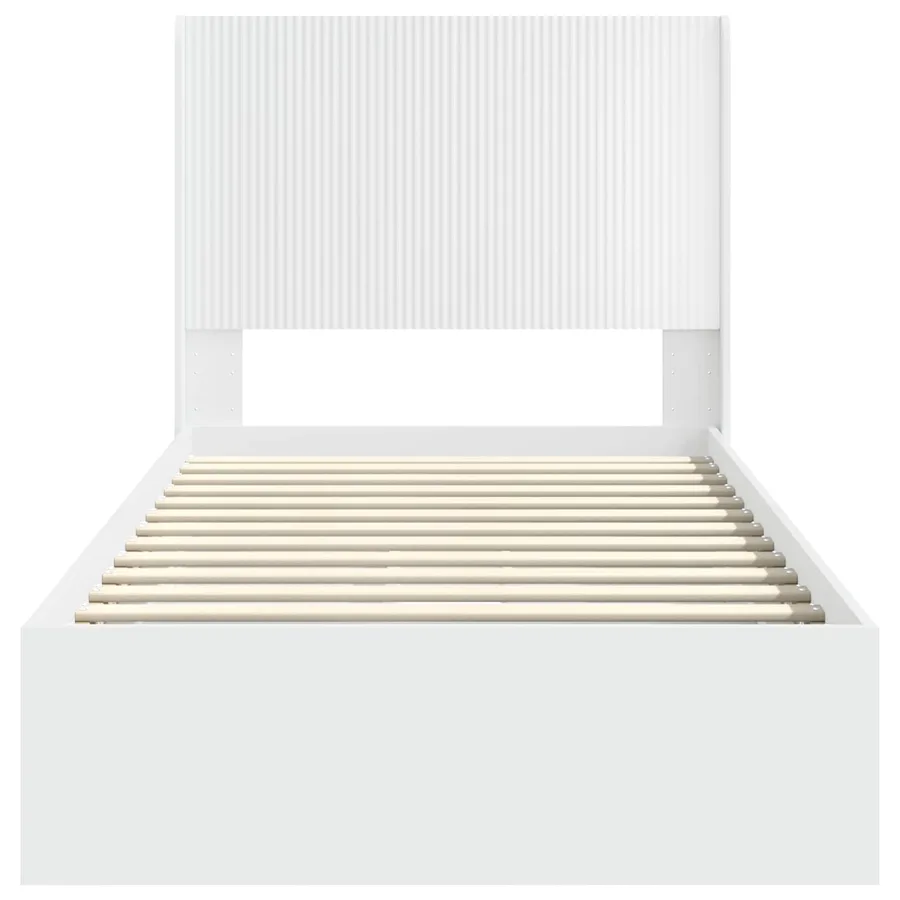 Cadre de lit avec rangement et tête de lit Blanc 75 x 190 cm - 6