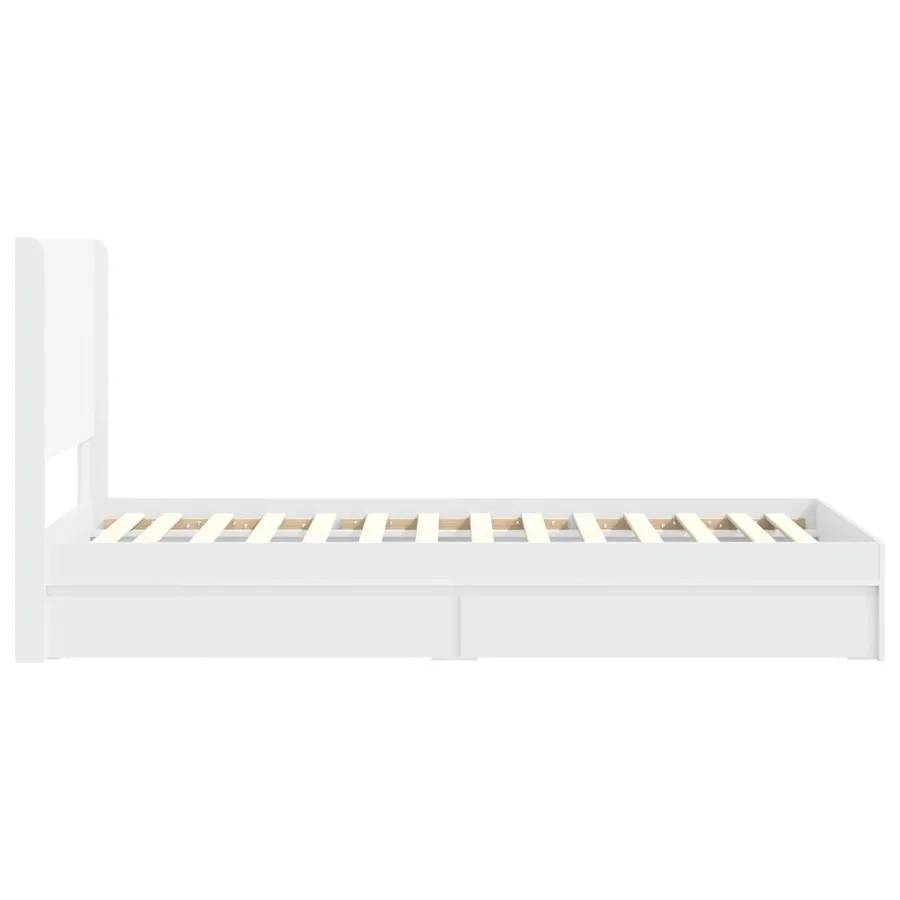Cadre de lit avec rangement et tête de lit Blanc 75 x 190 cm - 7