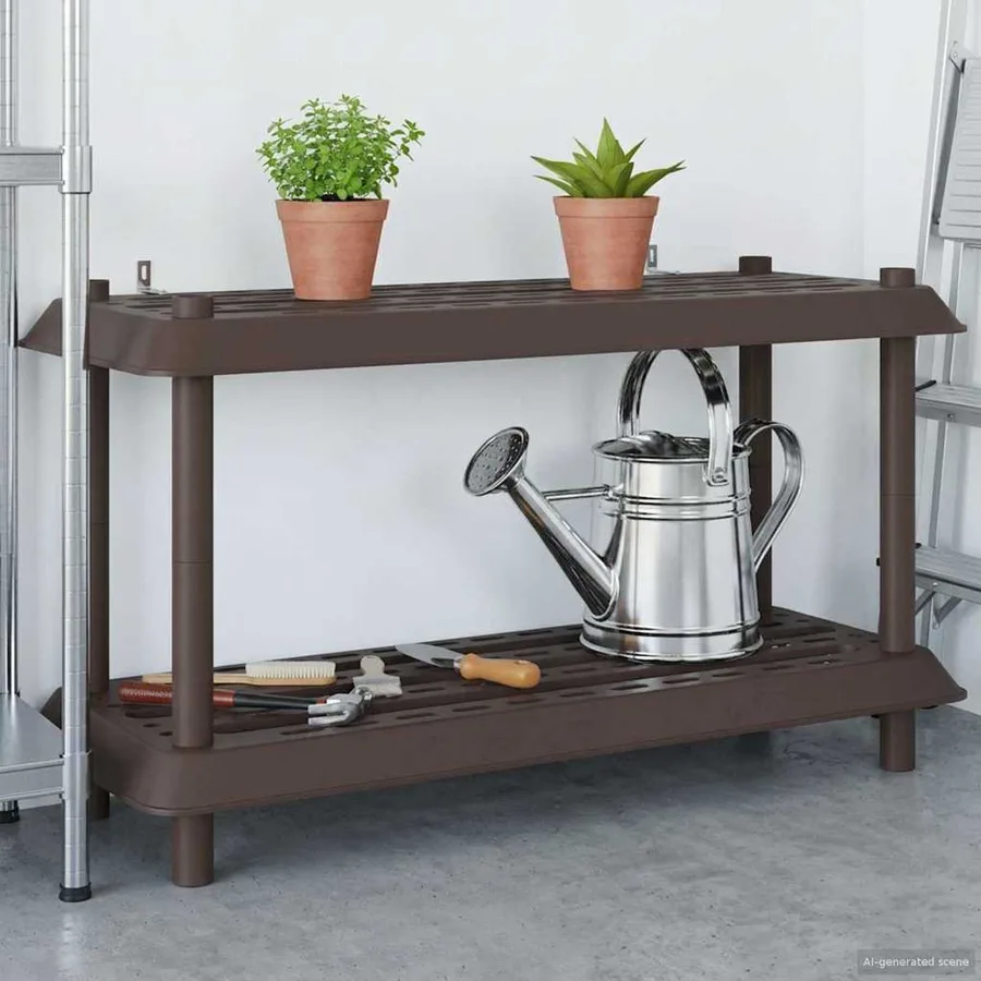 Unité de rangement 2 niveaux 100 x 40 x 55,5 cm PP Marron - 4