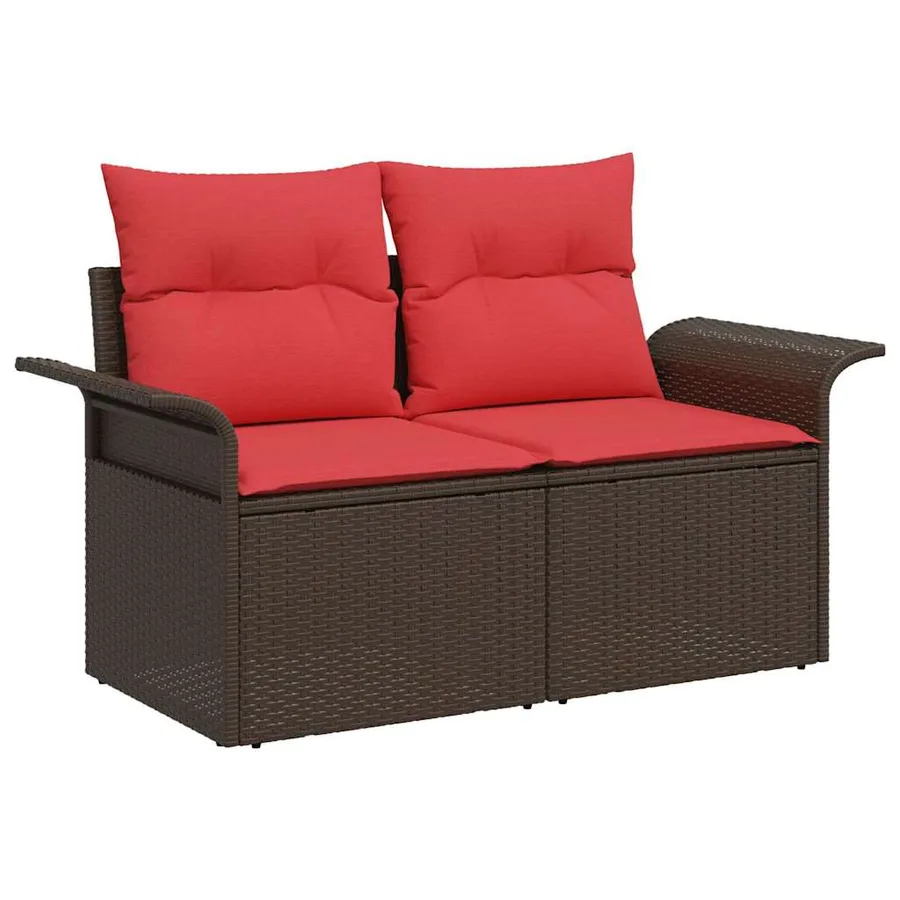 Ensemble de Canapés avec coussin 5 pcs Marron polyrotin - 5