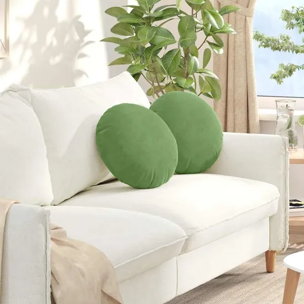 Coussins de siège 2 pcs Vert clair Ø 40 x 13 cm Velours