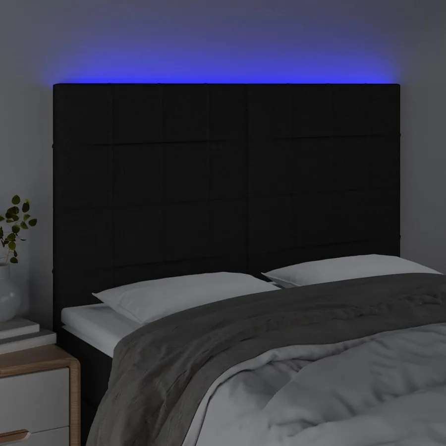 Tête de lit à LED Noir 144x5x118/128 cm Tissu - 3