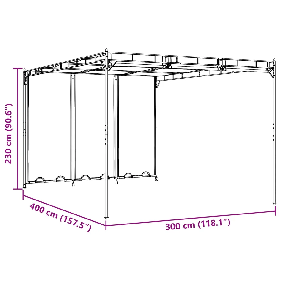 Pavillon 4 x 3 x 2,3 m Vert Polyester et Acier - 9
