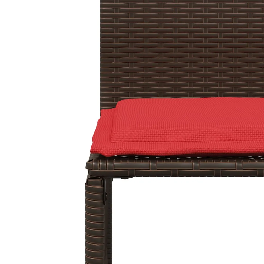Ensemble à manger de jardin et coussins 7 pcs marron poly rotin - 10